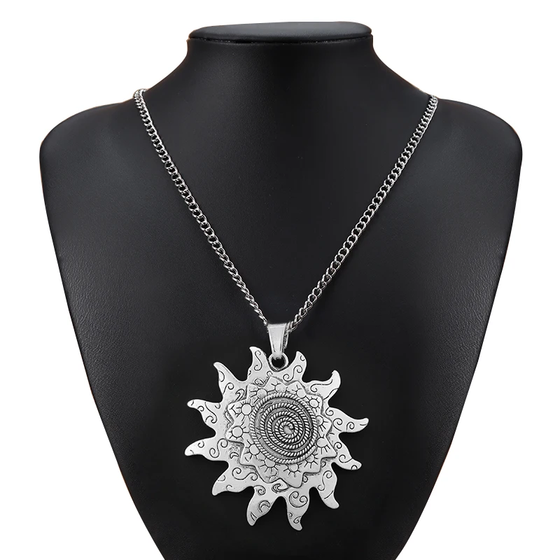 Большая Абстрактная Металлическая спиральная подвеска с солнечным цветком