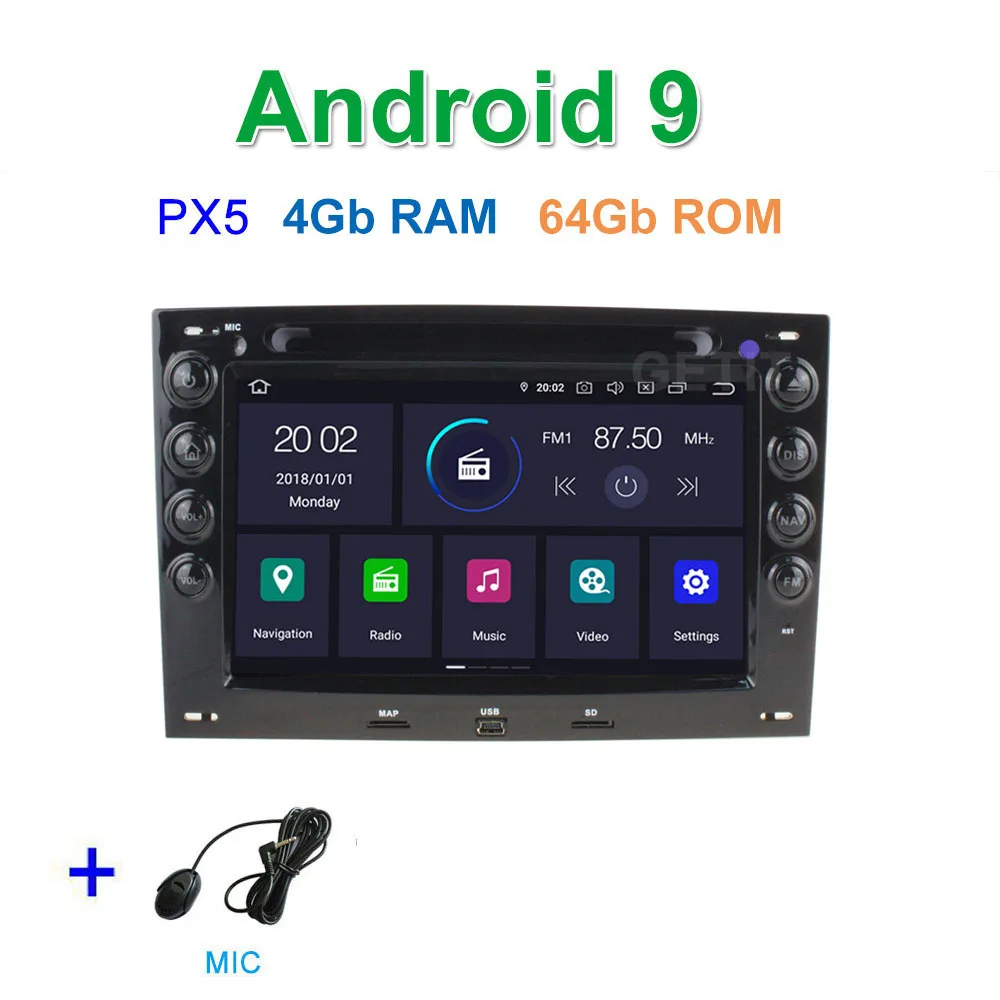 PX5 4G-RAM 64G-ROM DSP 64G PX6 Android 9 автомобильный DVD видео стерео радио плеер gps навигация для Renault Megane 2 2003-2008 - Цвет: PX5 4G-RAM 64G-ROM