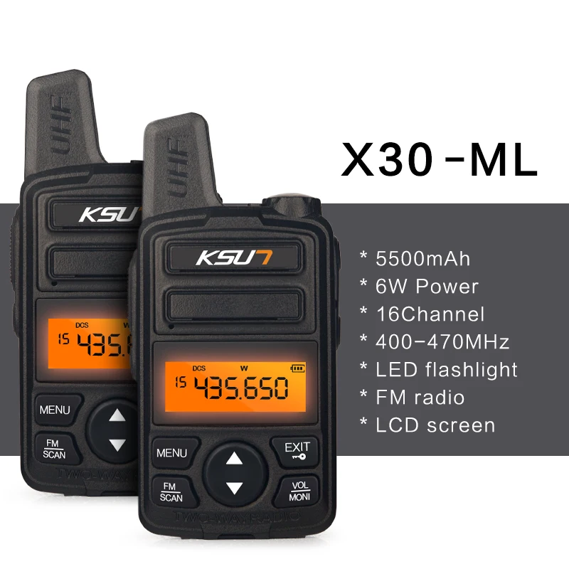KSX30-ML 2 шт.) KSUN X-30 портативная рация 8 Вт высокомощная UHF портативная двухсторонняя Ham Радио коммуникатор HF трансивер - Цвет: KSX30-ML