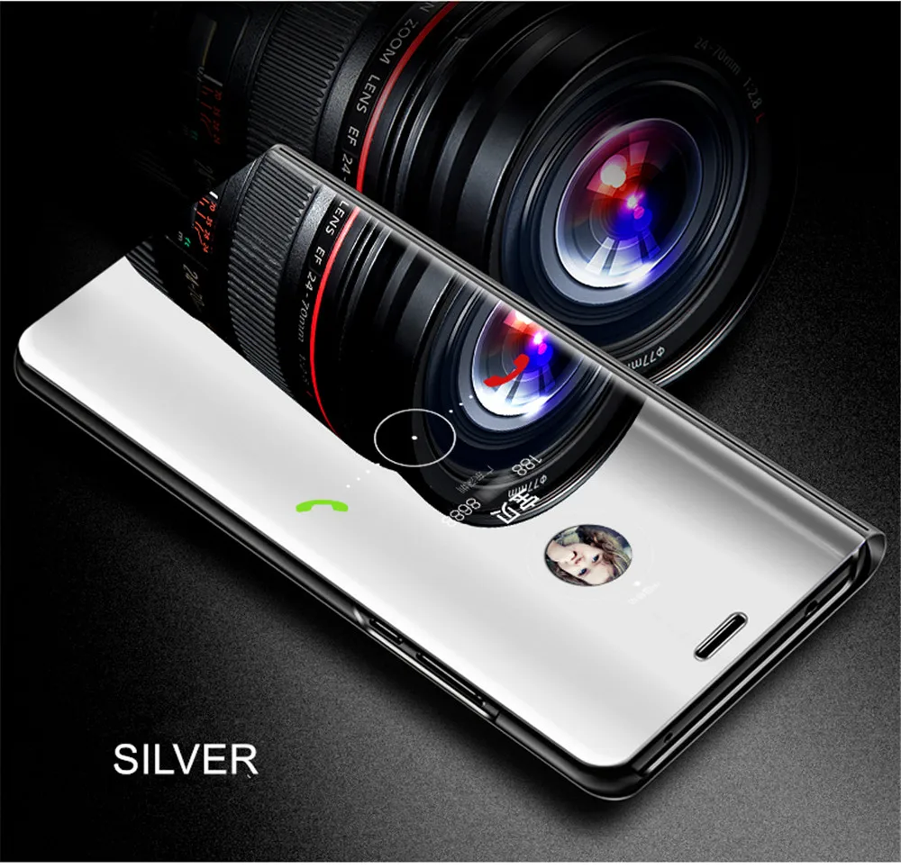 Зеркало Smart View чехол huawei Nova 3 3E 3i 2i 4 4E P10 P20 P30 Y5 Y6 Y7 Y9 Prime Honor 8X8 S 8A 8C 8 Lite 7A 7C Pro
