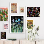 Абстрактные картины на холсте, акварельные растения, настенное искусство, иллюстрация грибов, плакат, печать картины для гостиной, украшение для дома