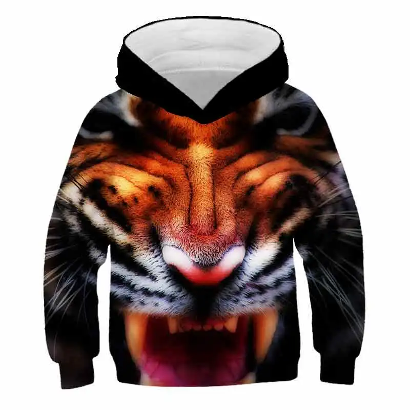 

2020 King of beasts Tiger Winter Girls animal Pullovers Clothing Boy Sweatshirts Kids polyester Bear Hoodies T-shirt 4-14 Years