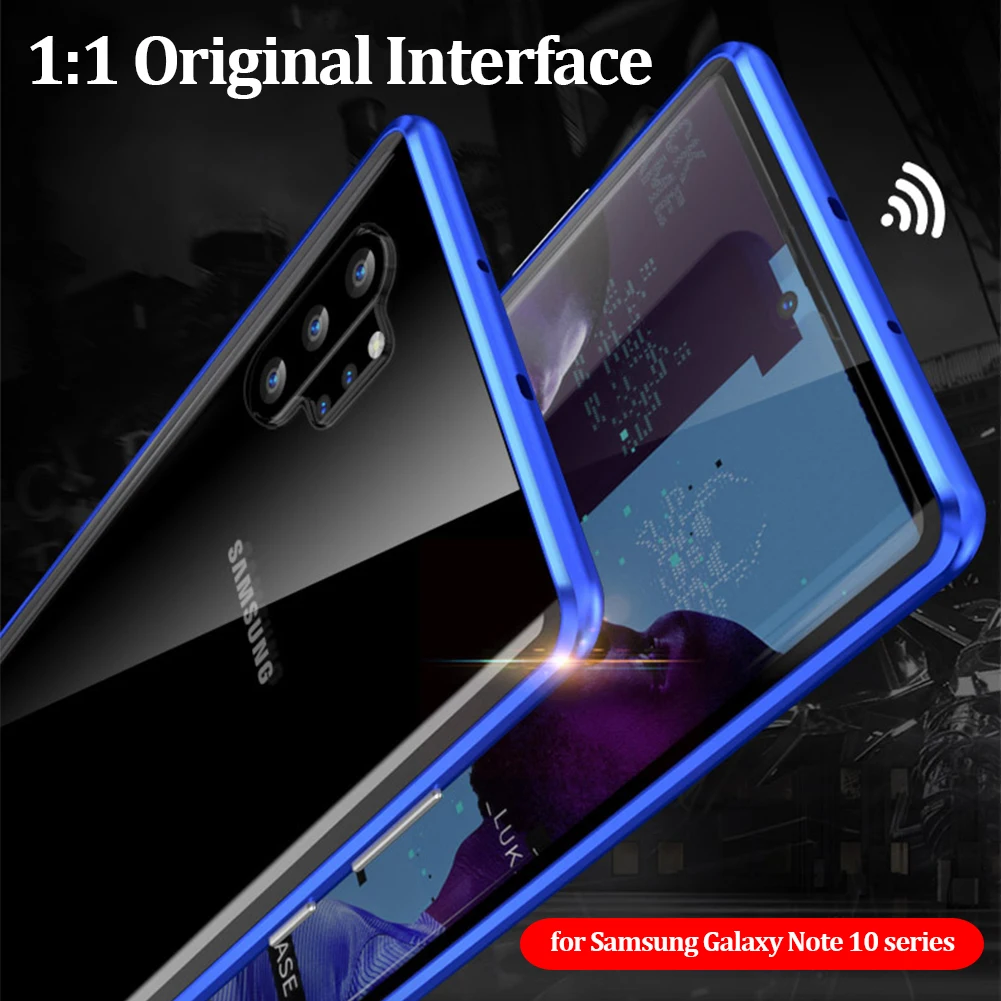 Metal Magnetic Adsorpotion Tempered Glass Case for Samsung Galaxy Note 10 Plus 5G Double Sided Cover 10+ |