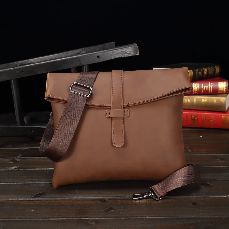 

Bags 2020 New Men's Bag PU Leather Shoulder Bag Messenger Bag Soft Leather Crazy Horse Bag Men's Retro Casual Bag Diagonal Bag