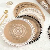 1pc round placemat table mat pad heat resistant bowls coffee cups coaster tableware mat home decoration kitchen accessories