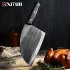 Нож шеф-повара XITUO ручной работы из высокоуглеродистой плакированной стали, китайский нож, кухонные ножи, измельчитель, инструмент для нарезки мяса накири гьюто CN