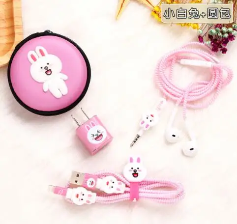 1 комплект мультяшный USB защитный кабель Winder наклейки для зарядного устройства кабельный провод Органайзер тпу спиральный шнур протектор для iphone 5 6 7 - Цвет: 5