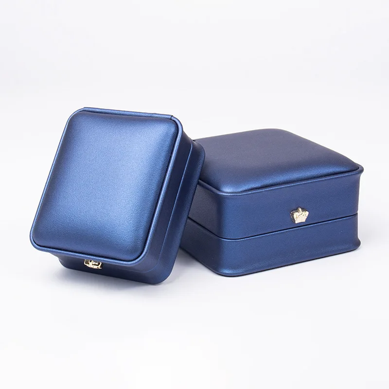 5PCS Square High-end Pu Leather Jewelry Ring Pendant Bracelet Box Golden Round Corner Crown Decoration 4 Colors Available