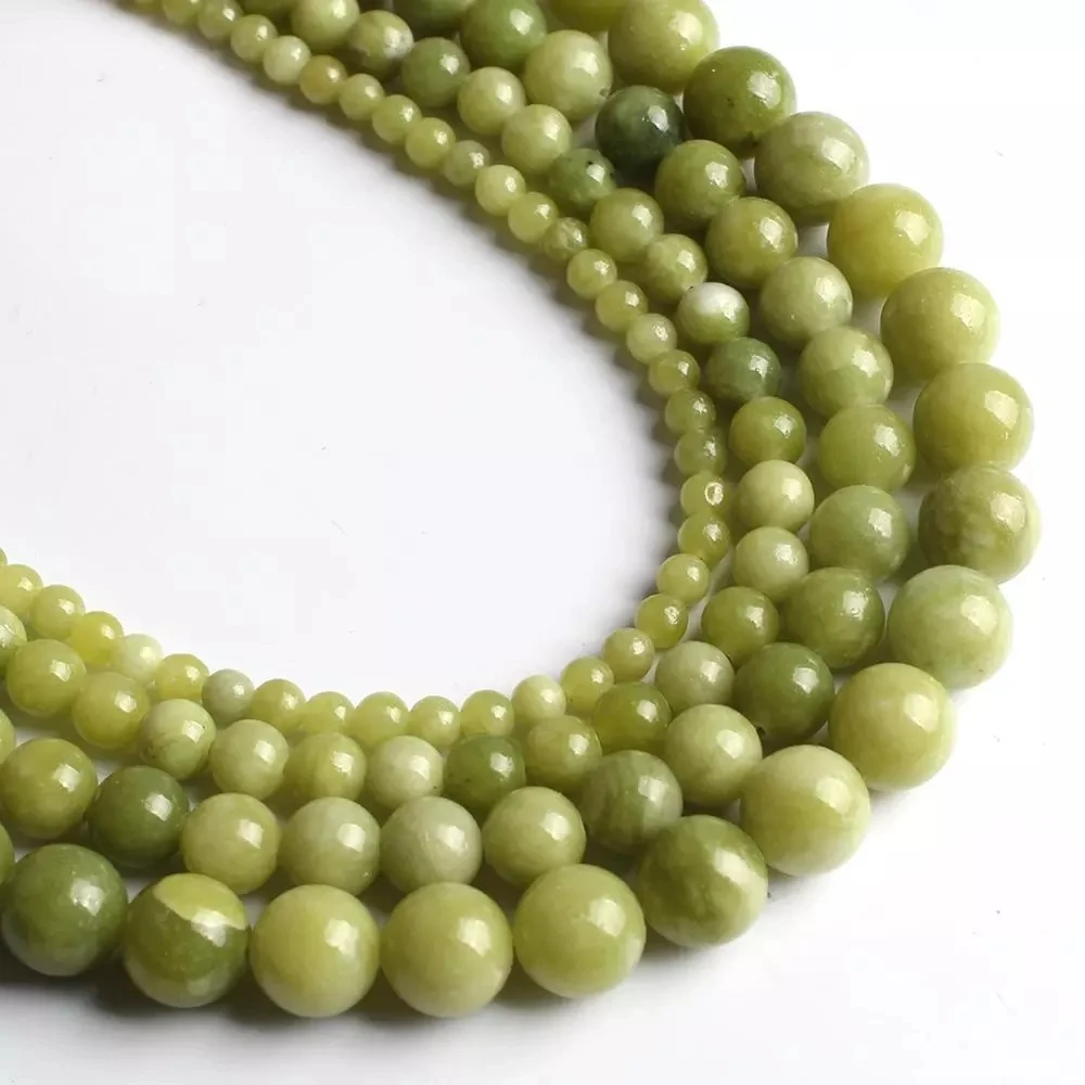 Натуральные китайские зеленые камни круглые бусины россыпью ожерелье-браслет 15