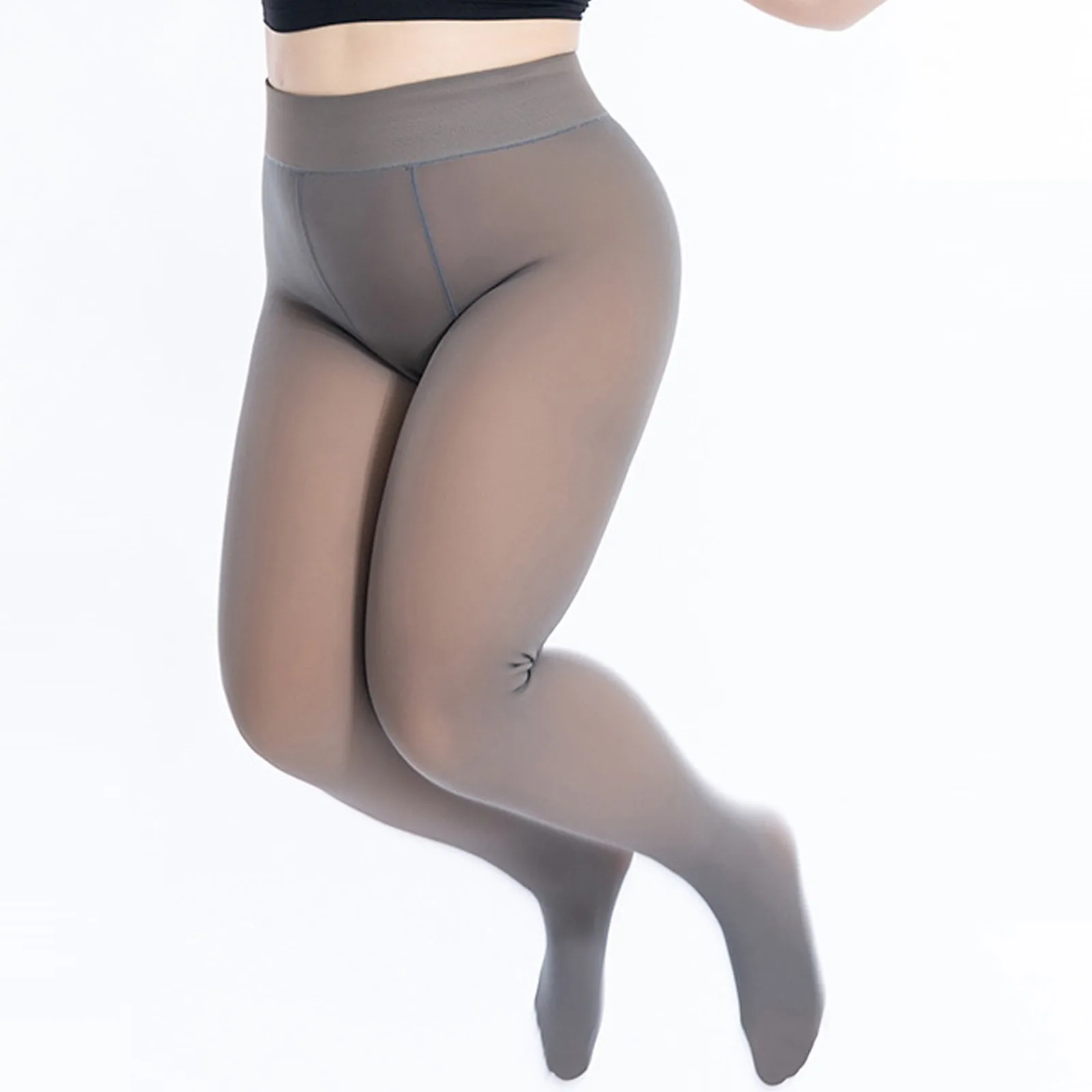 Модные полупрозрачные дамские флисовые Колготки-черные | Женская одежда