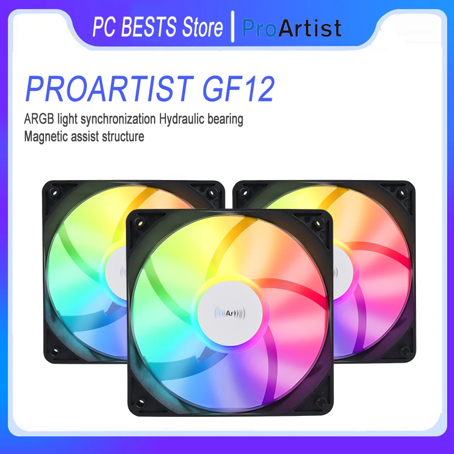 

ProArtist GF12 3in1 5V ARGB 120mm quiet Fan Apply to Computer Case CPU Cooler Water Cooling replace quiet Fans Dual chip