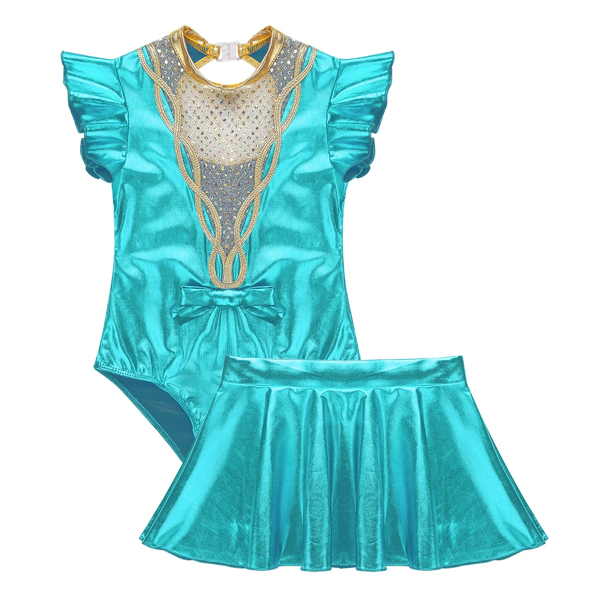 Детский танцевальный костюм ChicTry для подростков Блестящие Блестки металлик