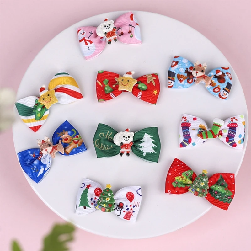 

3 Pcs Retro Bow Snap Clip Handmade Hair Grips Trendy Alligator Clips Christmas Headwear Decorative Hair Barrettes