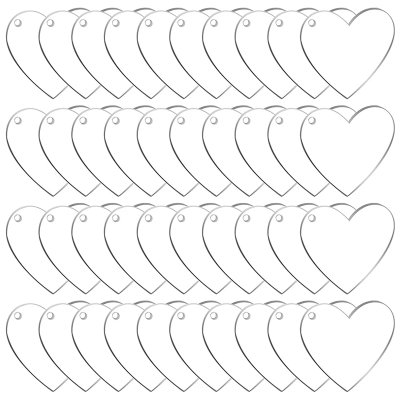 

60 Pack 2 Inch Acrylic Heart Keychain Blanks Acrylic Hearts Discs with for DIY Keychain, Vinyl Projects, Gift Tags