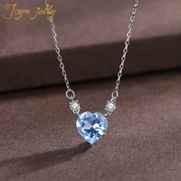 joycejelly women fashion jewelry necklace 925 sterling silver jewelry aquamarine gemstone hearted shaped pandent foe women gifts