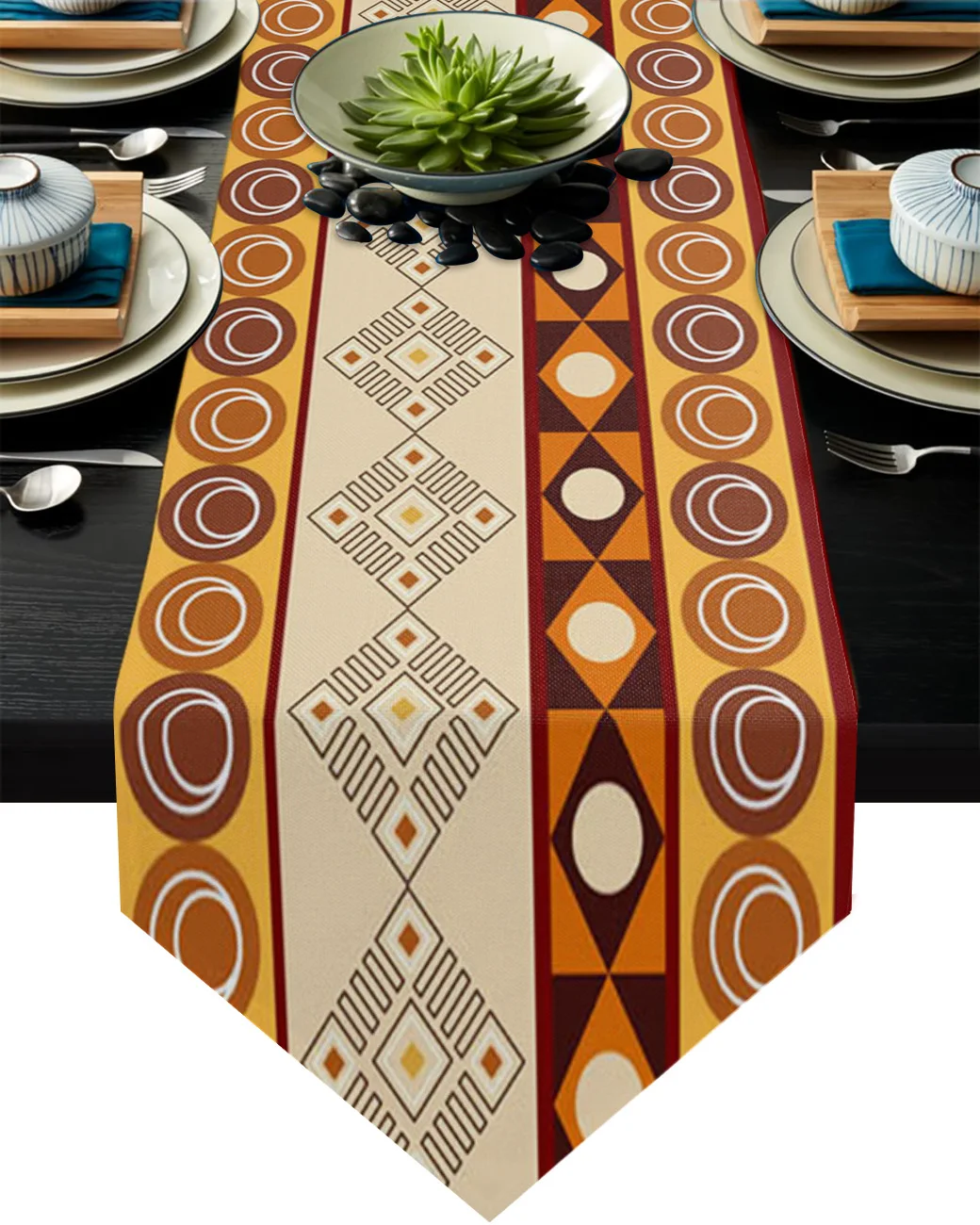 

Geometric Brown Pattern Lines Modern Table Runner Home Decor Wedding Party Decoration For Hotel Banquet Tea Table Cloth