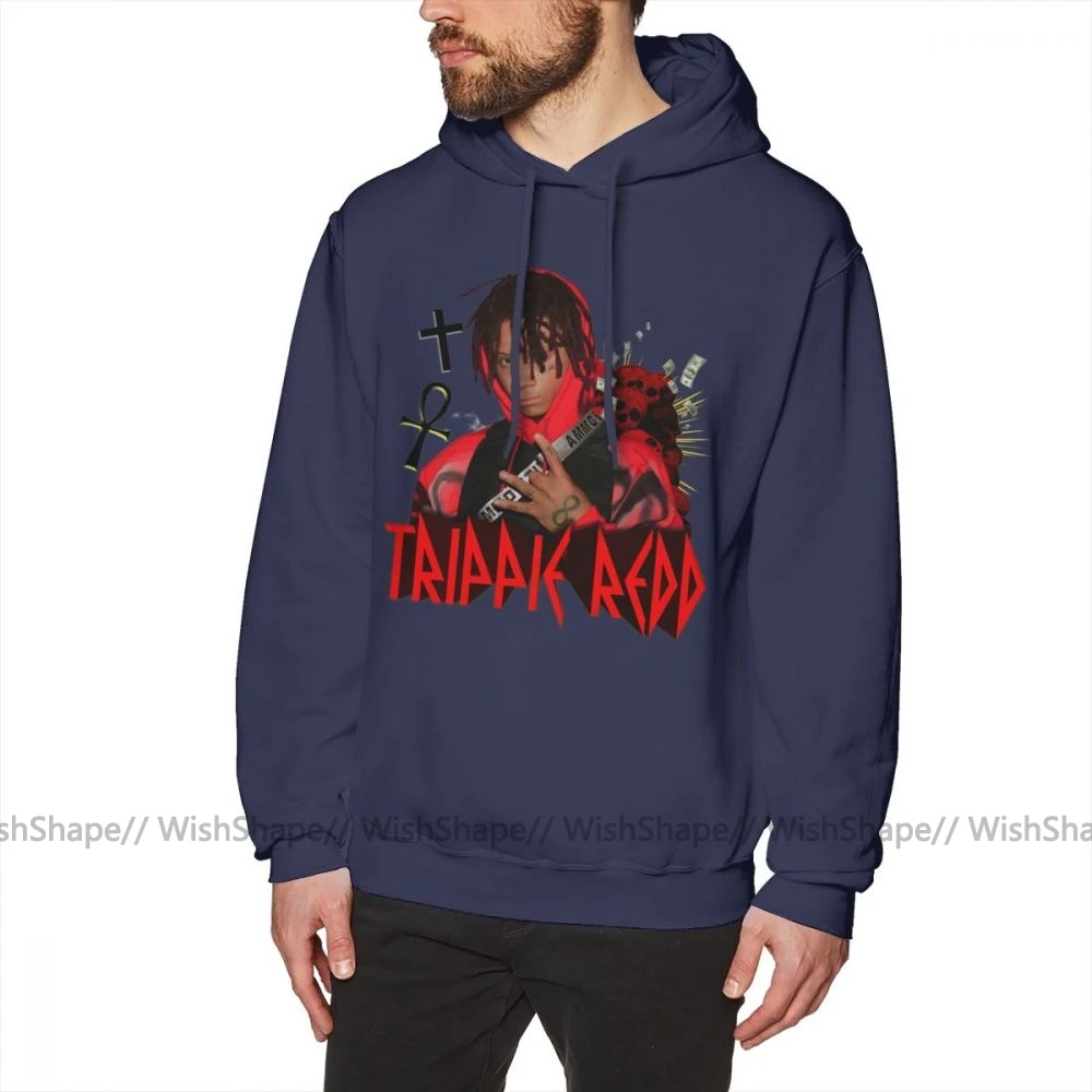Trippie Redd худи Trippie Redd винтажные толстовки мужские уличные пуловеры худи Красивые Зимние фиолетовые длинные хлопковые негабаритные толстовки - Цвет: Navy Blue