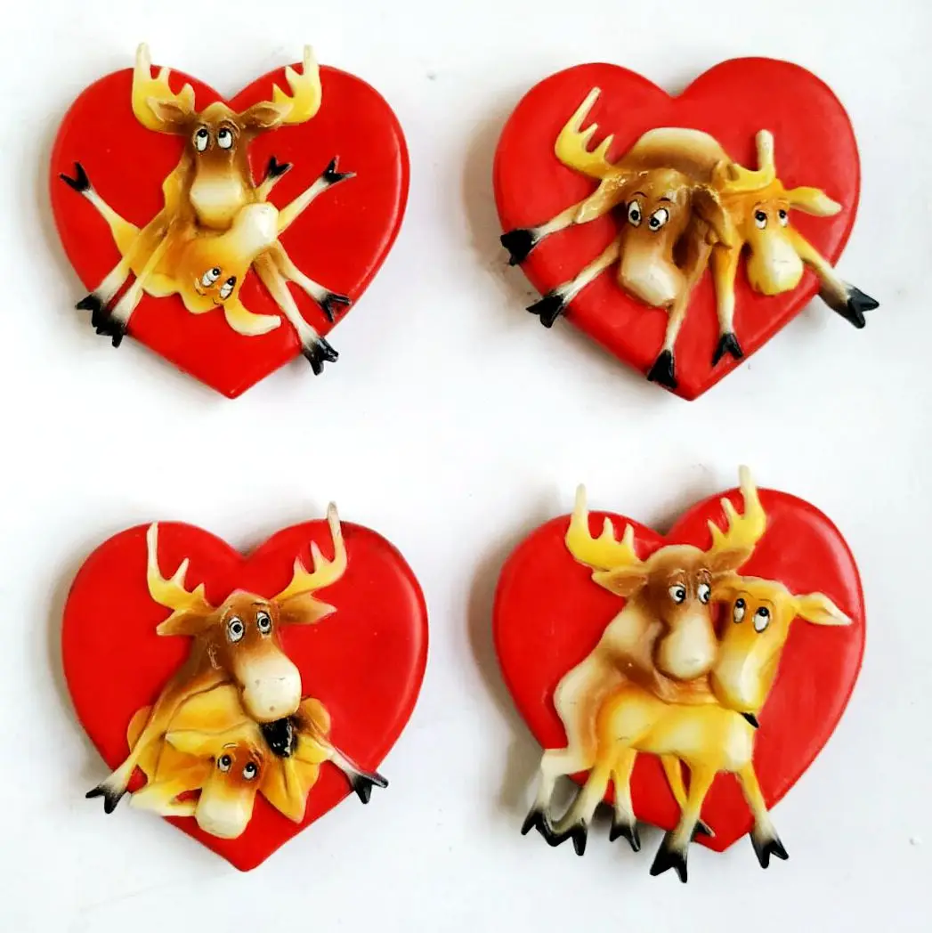

Hand-painted Loving Couple Deer 3D Fridge Magnets Souvenirs Refrigerator Magnetic Stickers Gift