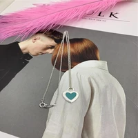 womens elegant fashion enamel heart pendant necklace original brand high quality jewelry logo holiday gift