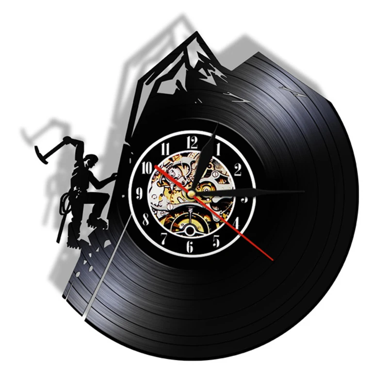 

Climb For Your Life Motivational Vinyl Record Wall Clock Climbing Artwork Vinyl Disk Crafts Silent Sweep Clock Sports Home Decor