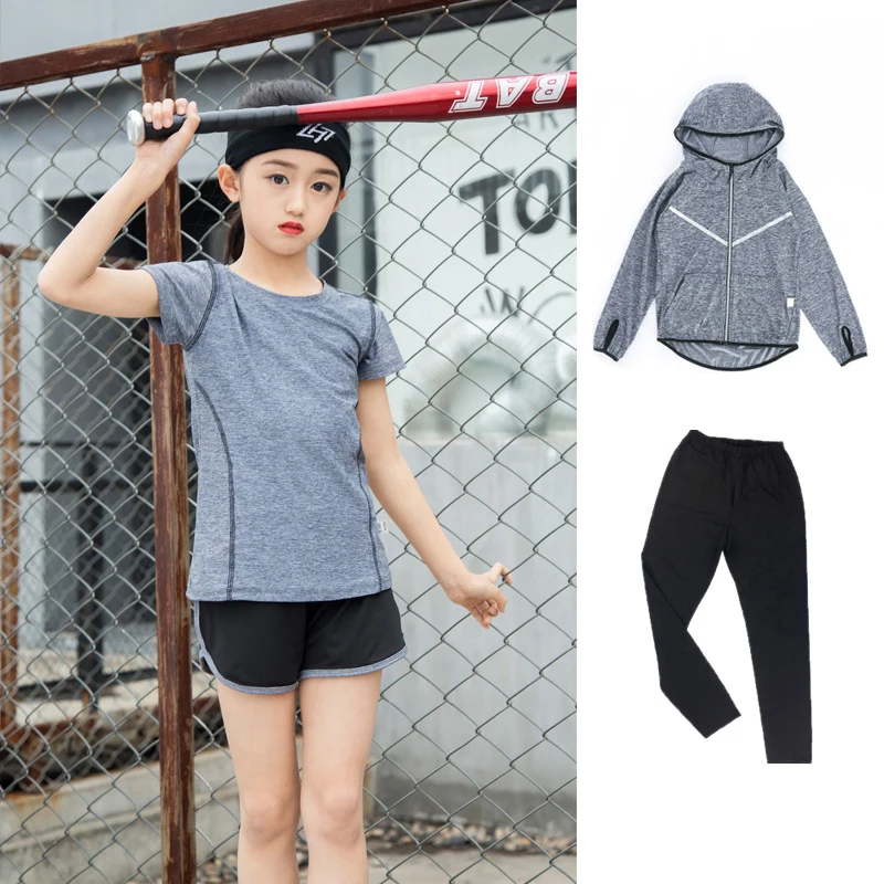 Детская футболка для фитнеса Для девочек спортивный костюм бега спортивные