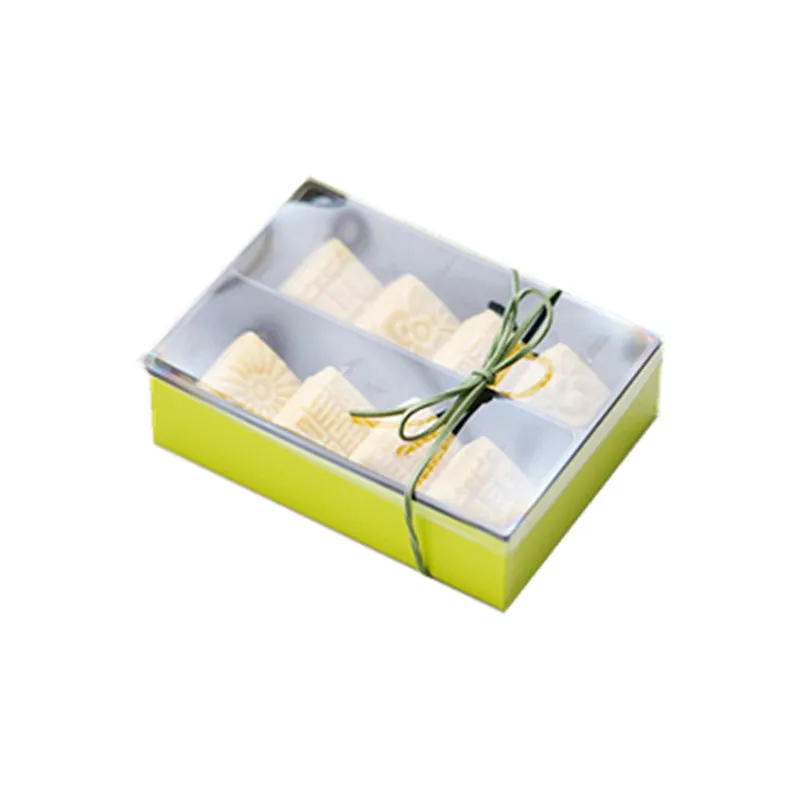 

10pcs Square green 8 cells paper candy box packaging baking decoration party favors gift box biscuits snack box clear window