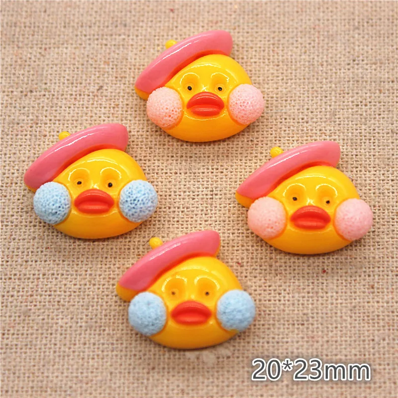 

10pcs Mix Colors Resin Kawaii Cartoon Duck With Berets Miniature Flatback Cabochon Art Supply DIY Craft Scrapbooking,20*23mm