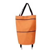 portable foldable shopping trolley bag cart waterproof oxford tote basket reusable grocery bags rolling wheels shopping