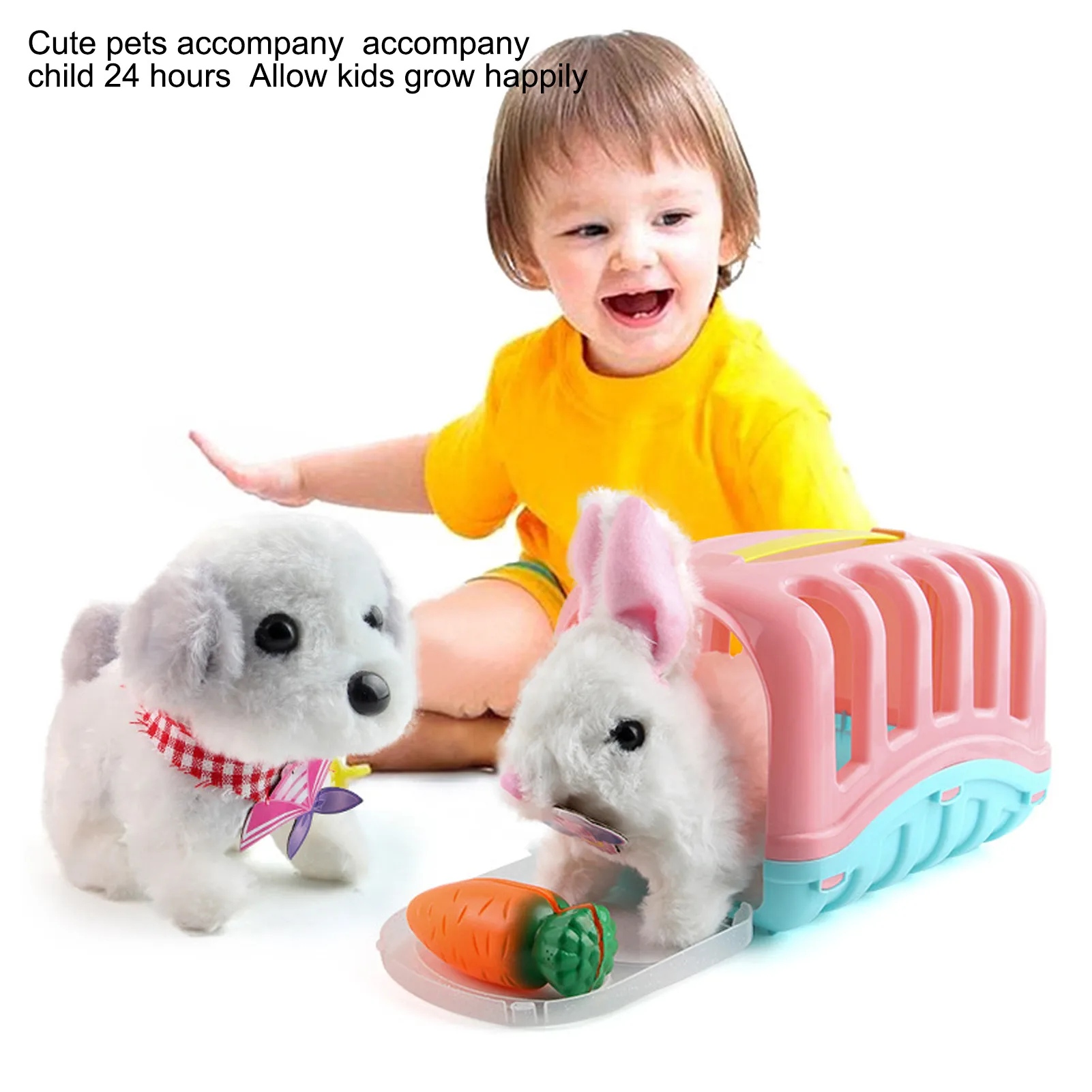 

Children's Electric Simulation Dog White Rabbit Plush Toy Teddy Can Call Walking Dog Intelligent Robot Dog Toy