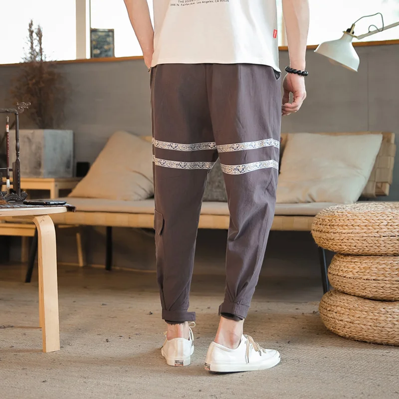 

Casual Cotton Linen Trousers Male Harem Pants Men Women Jogger Pants Cotton Linen Joggers Black Men's Harem Pants Harajuku Fi