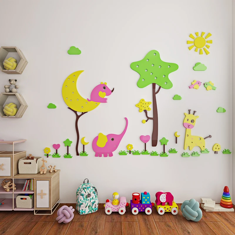 Пользовательские большие размеры 3d мультфильм акриловая спальня настенная