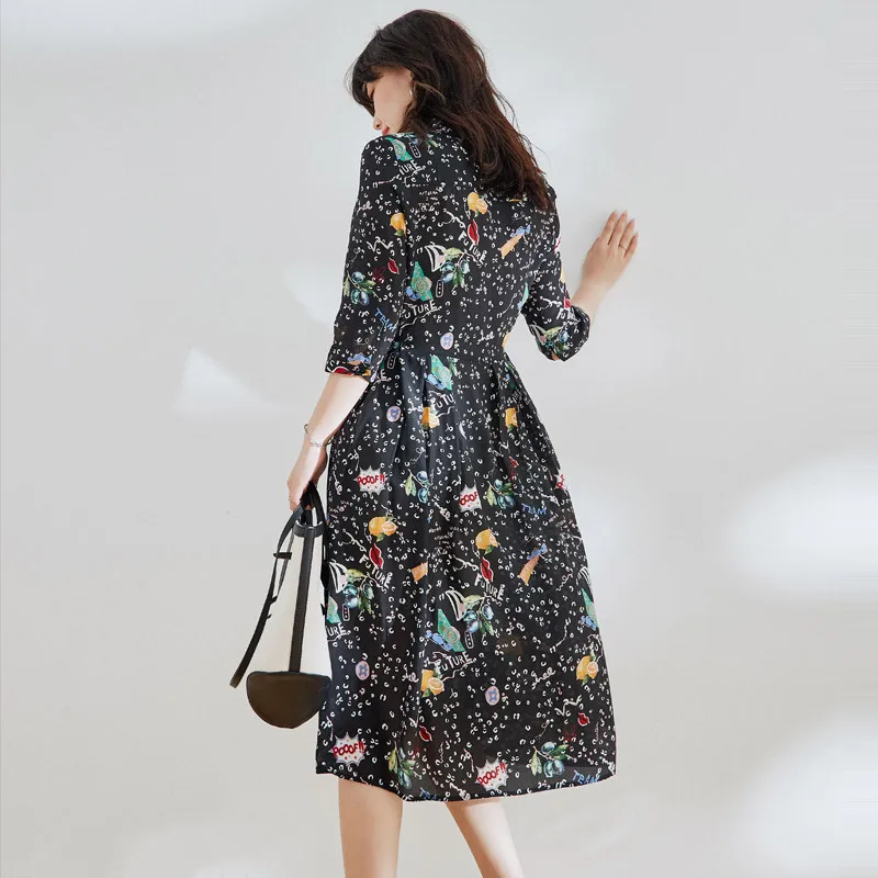 Crossmio шелковое платье 2020 новая женственность свежий принт на шнуровке пояс