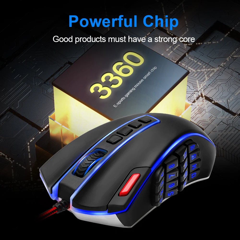 USB игровая мышь Redragon LEGEND проводная RGB подсветка 24000 DPI 24 кнопки программируемая