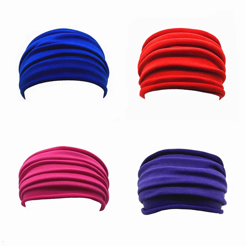 

Nonslip Elastic Yoga Hairband 13 Colors Folds Widened Yoga Headband Running Sweat-absorbent Headband Stretch Band SJ