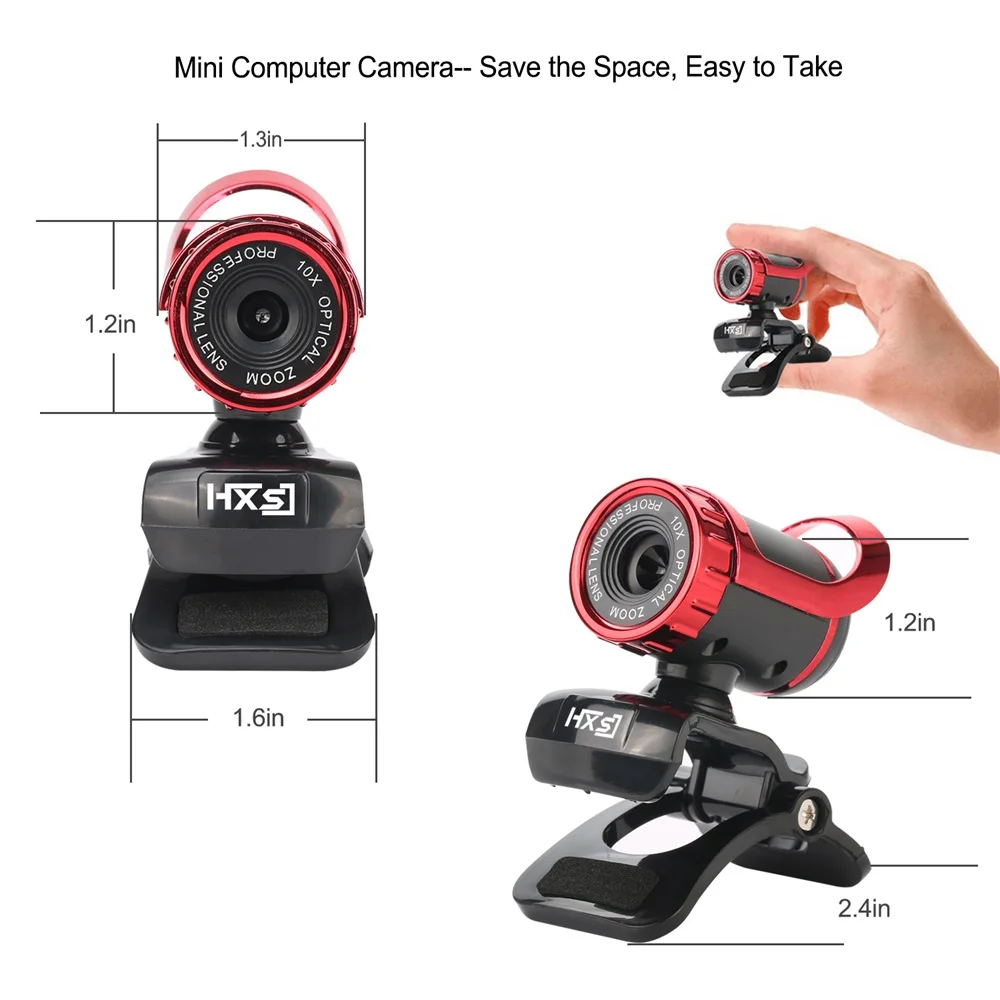 HXSJ LG-68 Desktop Webcam USB Web Cam with Sound-absorbing Microphone Video Call Photography for PC Laptop Red+Silver | Компьютеры и