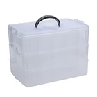Трехслойный пластиковый контейнер для хранения, съемный пластиковый контейнер для хранения ювелирных изделий, бисера, косметики, большой емкости