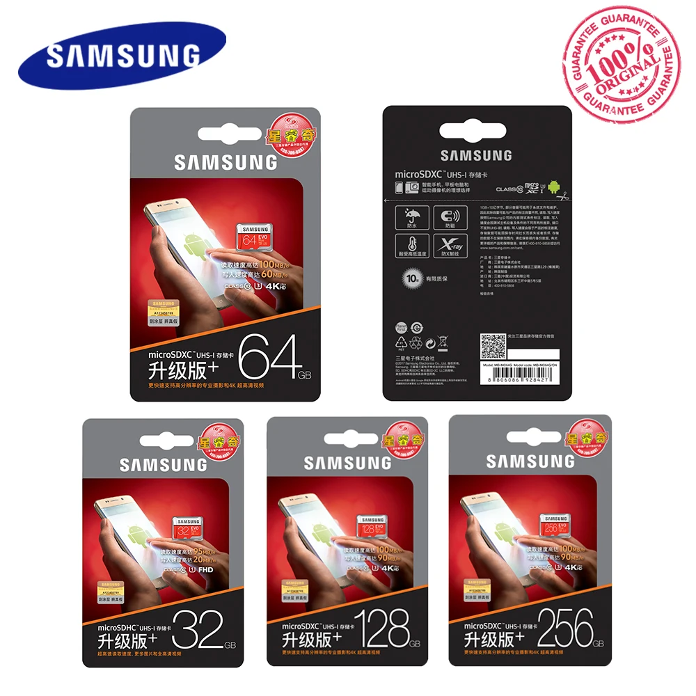 

Original SAMSUNG EVO Plus Memory Card 64GB U3 EVO + 128GB 256GB Class10 Micro SD Card 32GB 16GB microSD UHS-I U1 TF Card