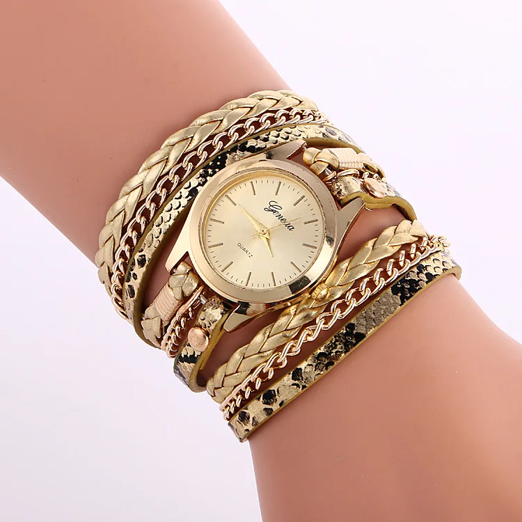 

Women Watches Ladies Wrap Watch Leopard Weave Bracelet Watch Quartz Watch Bracelet Montre Femme Reloj Mujer Relojes Para Mujer