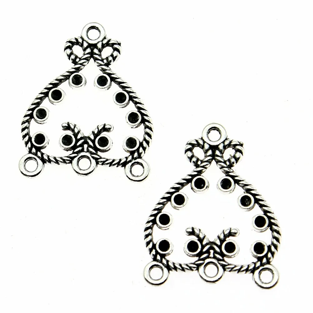 

4pcs 28x23mm Earrings Connector Charms For Jewelry Making Antique Silver Color Jewelry Findings Accessories