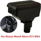 Подлокотник для Nissan March Micra K13 MK4 IV, центральный ящик для хранения, с подстаканником, держателем для телефона, USB-интерфейсом