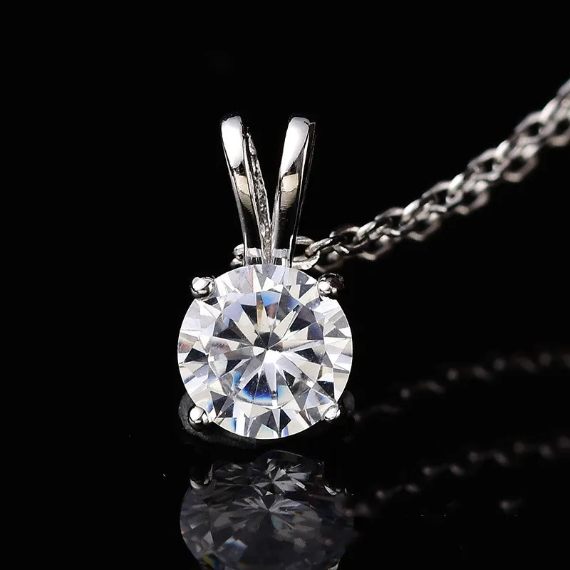 1ct карат муассанит кулон S925 серебро Цепочки и ожерелья Четыре коготь подарок