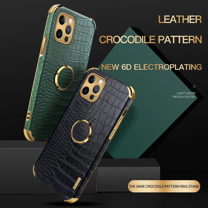 Crocodile pattern Leather Holder Case For iPhone 11 12 Pro Max XR X XS Max 7 8 Plus Case For iPhone 12 Mini SE 2020 Phone Cover