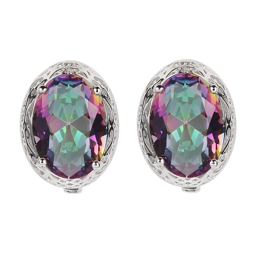 

Eulonvan luxury 925 sterling Silver Wedding Earrings for women Jewelry & Accessories dropshipping Rainbow Cubic Zirconia S-3714