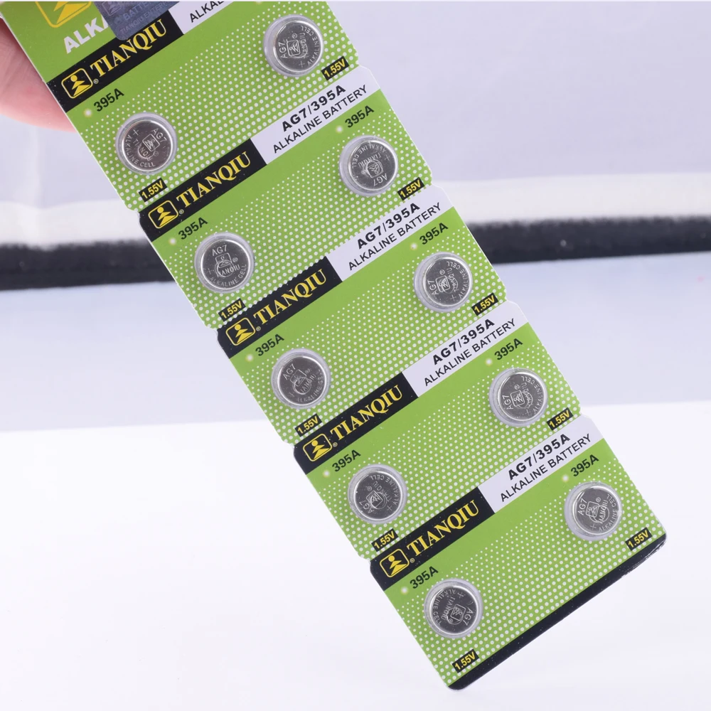 10 шт./упак. AG7 кнопочные батареи батарейка для монет щелочная батарея 1 5 в GR927 395A LR927