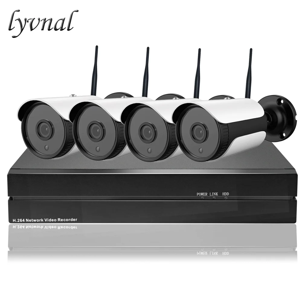 Белый LYVNAL 4CH wi-fi-комплект H.265 SONY 1080P WiFi камера пуля беспроводная камера безопасности p2p наблюдение ONVIF 8ch 5mp 2mp NVR комплект - Цвет: Белый