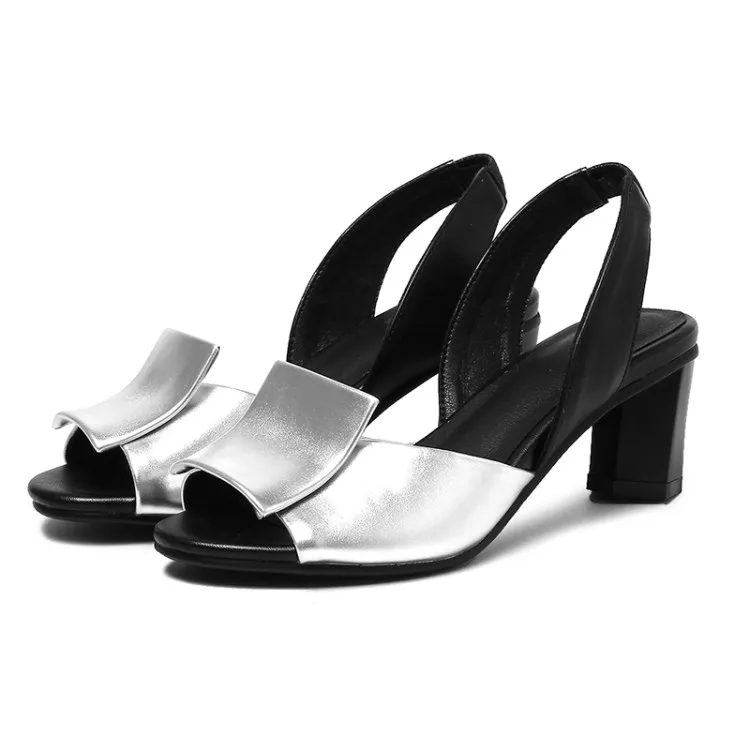 

2021 New Big Size 34-43 Slingback Sandals Women Brand Mixed Colors Back Strap Summer Shoes Woman Thick Heels Sandals Footwear