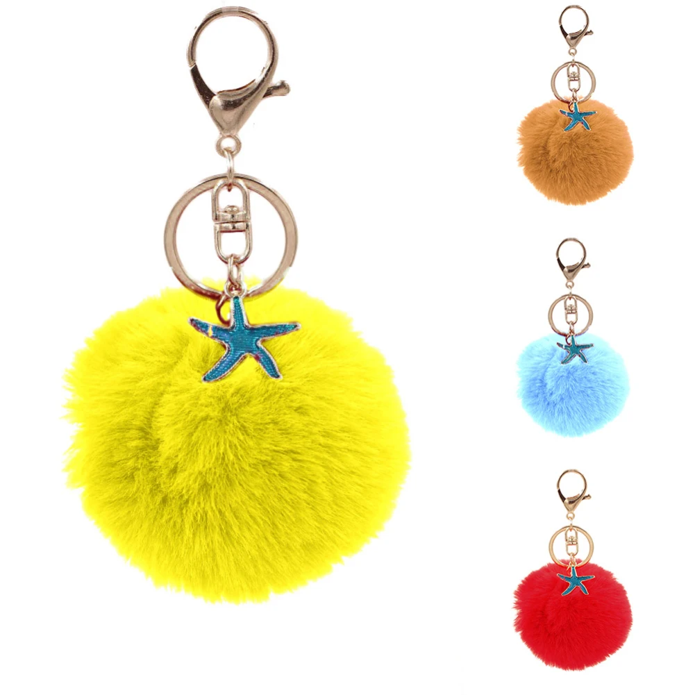 8 см пушистый помпон в форме морской звезды автомобильный держатель для ключей