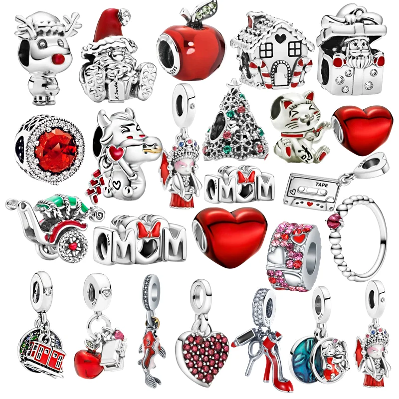 Бусина-Шарм Рождественская елка из серебра 925 пробы с блестками - купить по