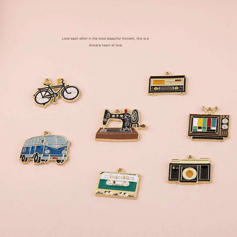 20pcs/lot Nostalgic series life fun bike Magnetic tape TV pendant Enamel DIY accessories Decoration Jewelry making | Украшения и