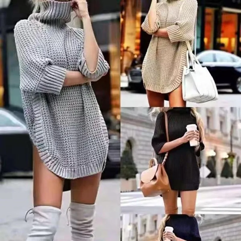 

Новинка Осень-зима 2021 свободный универсальный свободный свитер средней длины вязаный свитер женская повседневная куртка в Европе и Америке